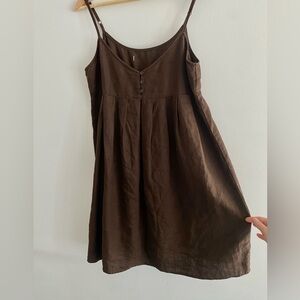 Brown Linen Mini Dress